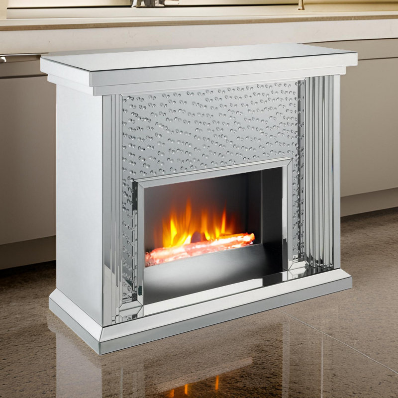 Longo Electric Fireplace in Mirrored
