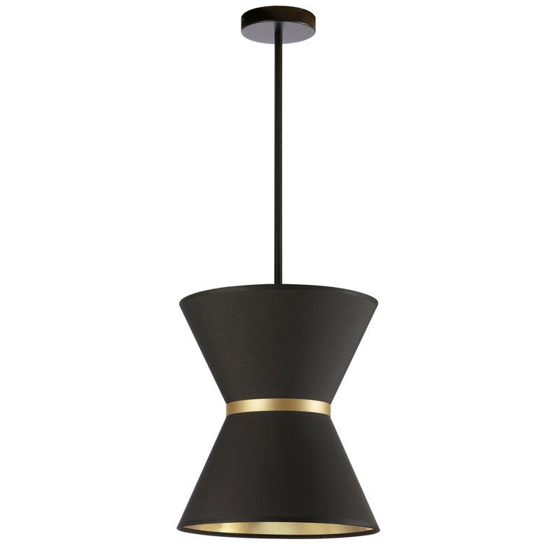 1 - Light Shaded Pendant, Black/Gold, Matte Black