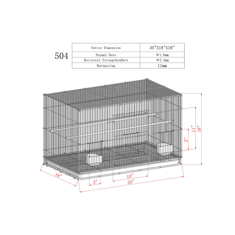 18'' Iron Flat Top Flight Cage with Perch, White