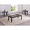 Ensemble de 3 pièces Table basse rectangulaire de style traditionnel Table de bout carrée Pieds en bois Finition noire Plateau en faux marbre Finition grise
