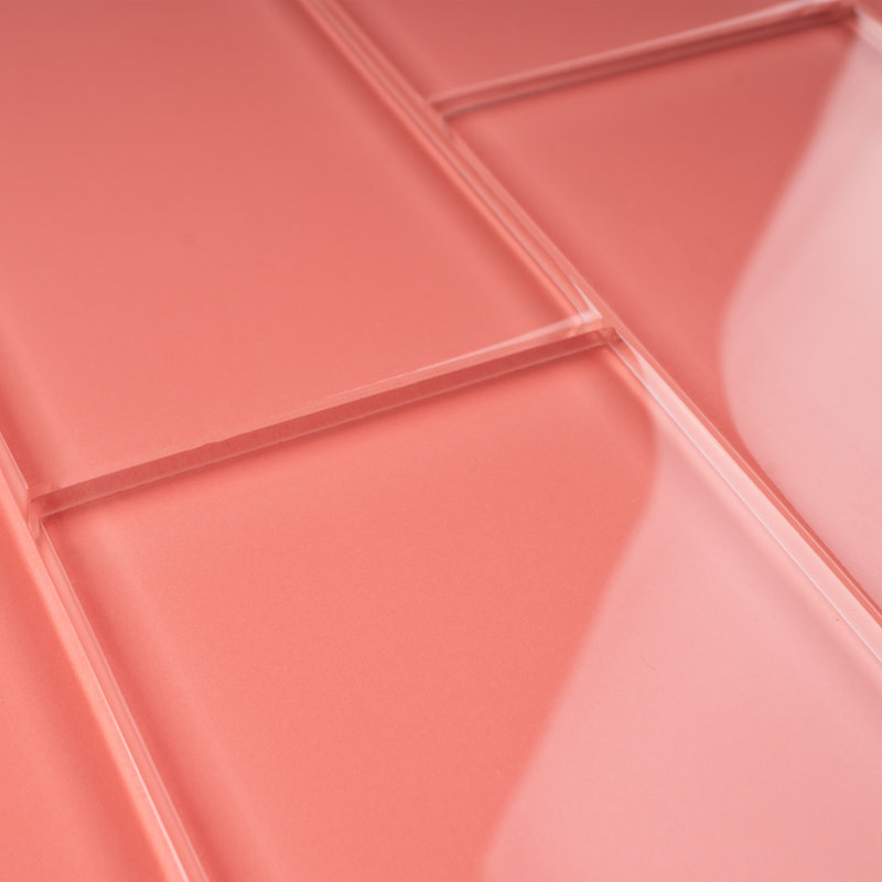 Carreau de mosaïque en verre 3 po x 6 po Supreme, Rose