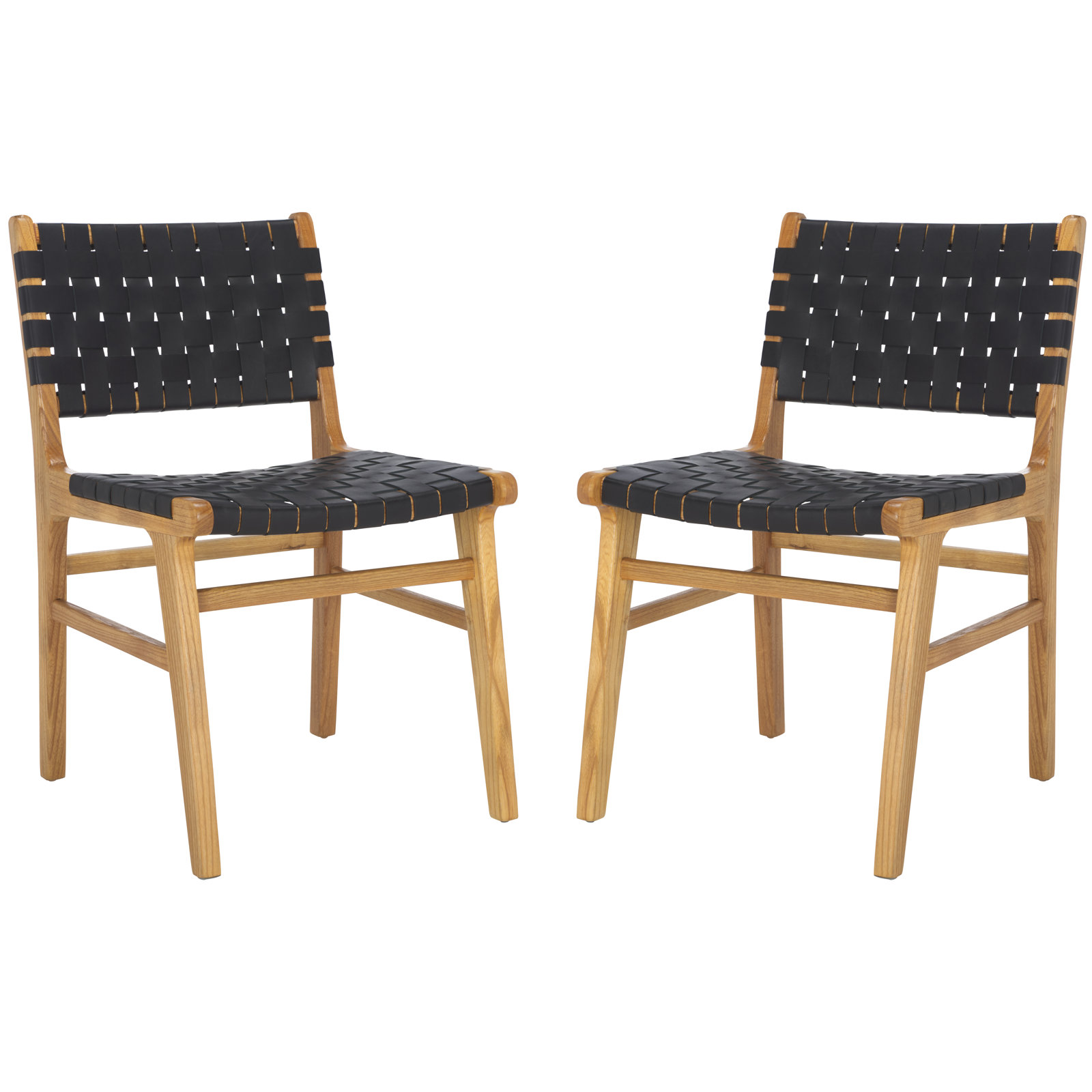 Alston Genuine Leather Side Chair, Black/Natural