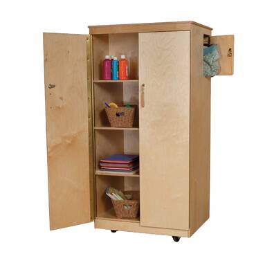 Wood Designs 992008-4 Classroom Organizer with Locking Cabinet & Four Divided Backpack Storage Sections