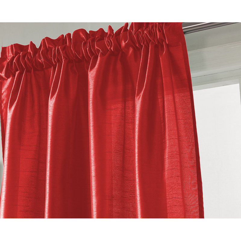 Panneau de rideau de fenêtre semi-transparent Alexzavier, Rouge, l 54 po x L 90 po