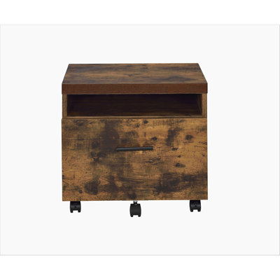 Classeur 1 pièce de style industriel avec tiroir et roulettes avec finition en chêne patiné, meuble de rangement