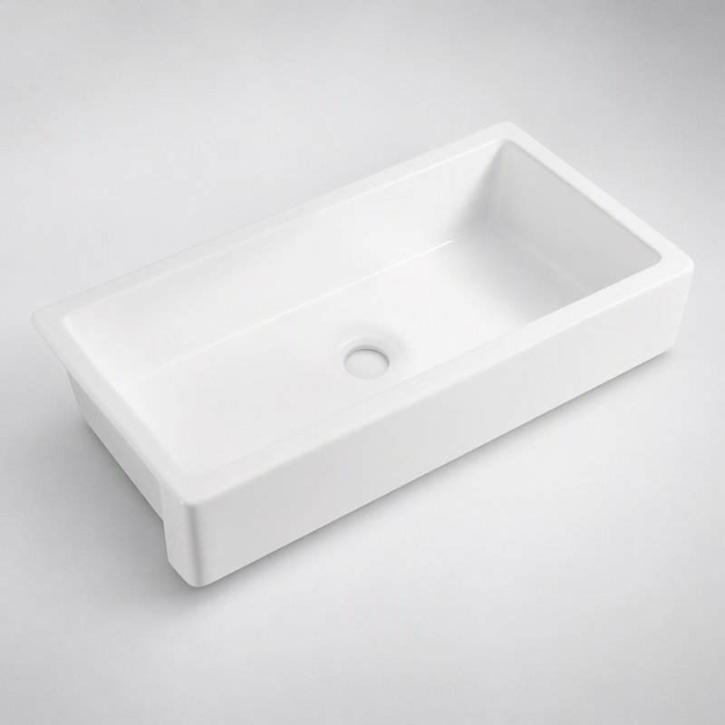 Durable White Ceramic Apron Front Undermount Kitchen Sink with Deep Basin and Reversible Installation Design