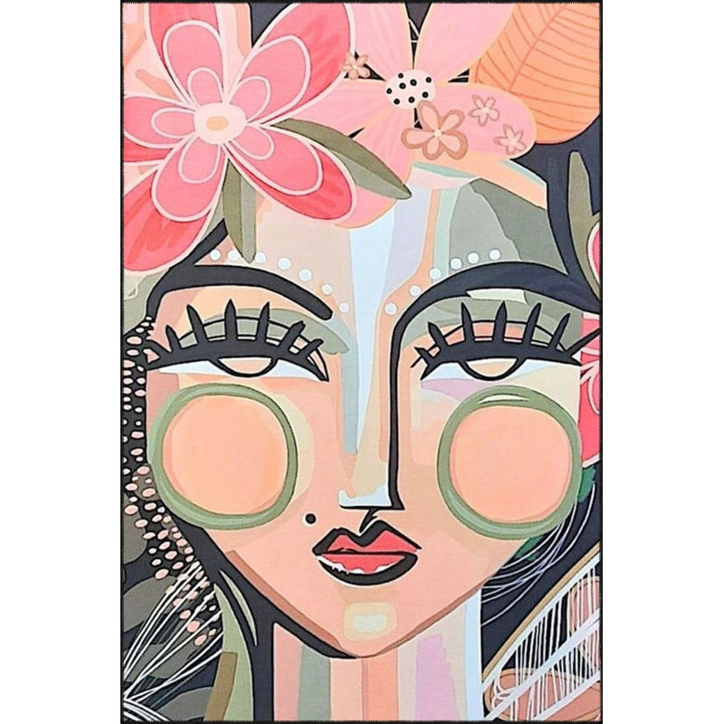 Tapis de sol tissé à motifs Sweet Woman, Rectangle 4 pi 8 po x 6 pi 7 po