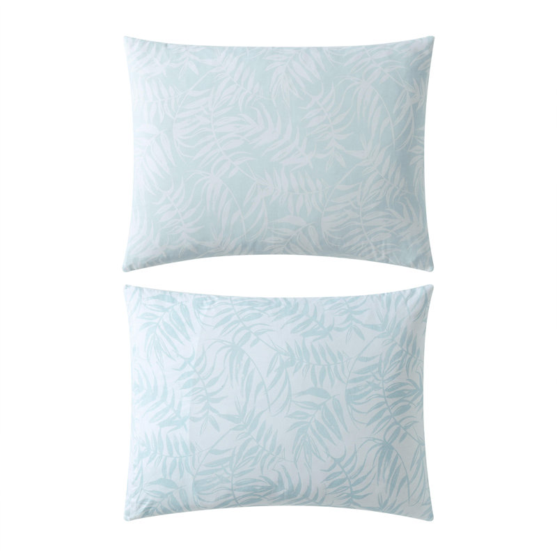 Art of Palms Cotton Comforter Set, Blue Floral, Queen Comforter + 2 Standard Shams