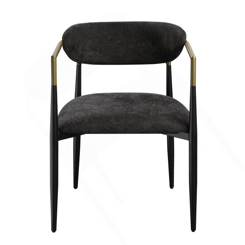 Chaise d'appoint en chenille noire et finition noire Jaramillo (ensemble de 2)