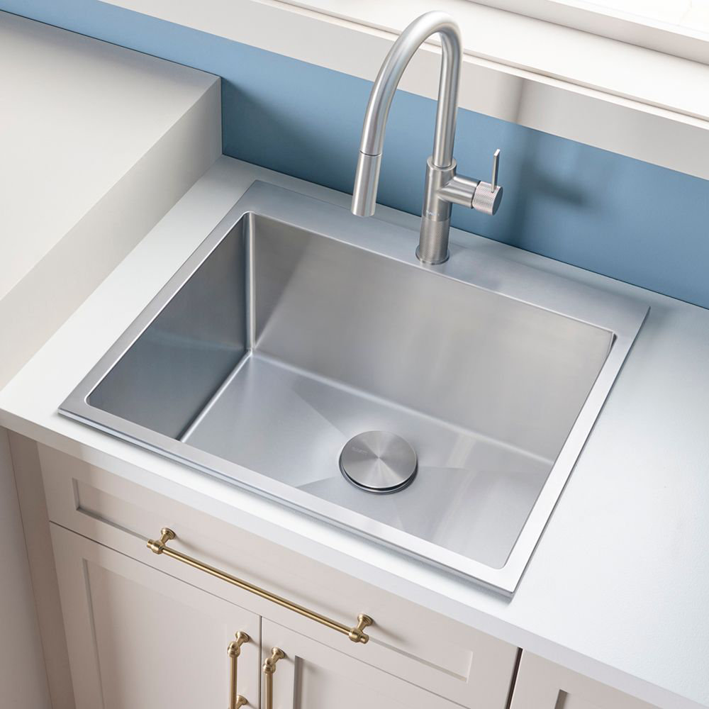Ruvati Topmount Laundry Utility Sink 25 x 22 x 12 inch Rounded Corners Deep Stainless Steel Ruvati