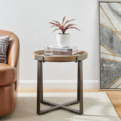 Aguon Glass Top Cross Legs End Table