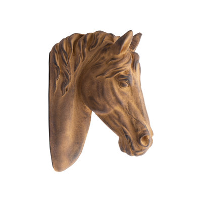 Secretariat Rustic Brown Horse Head Sculpture