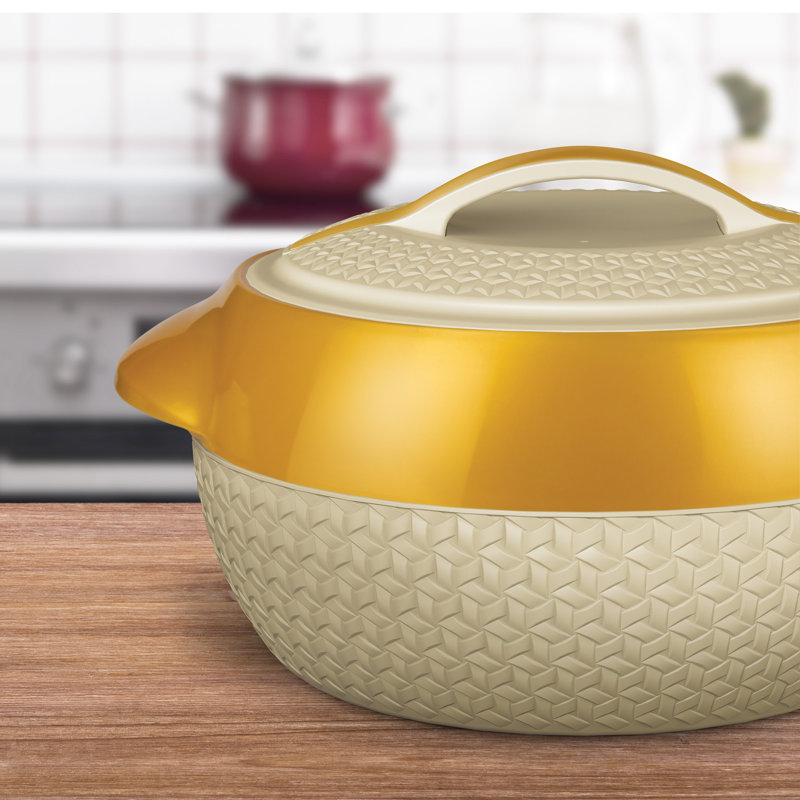 SQ Professional Round 2 Piece Insulated Casserole Bakeware Set, Gold