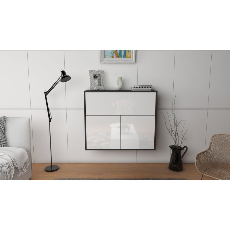 Schutte 92cm Sideboard, Anthracite/High Gloss White