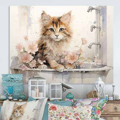 Kittens Cozy Corner Bathroom - Art mural en métal pour salle de bain MT132097