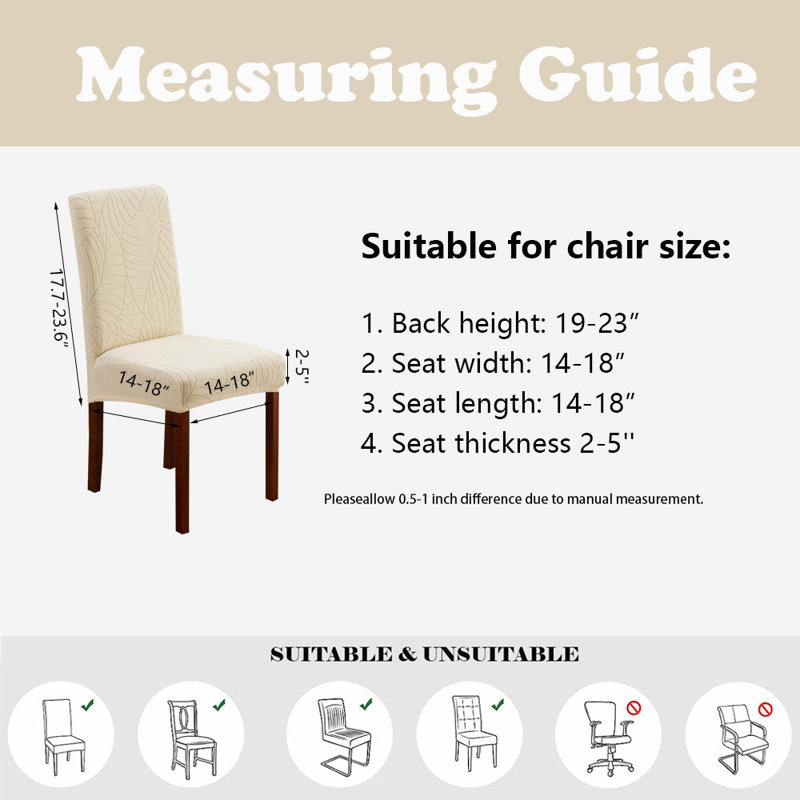 Housse de chaise de salle à manger, housse de chaise Parsons, imperméable, ensemble de 6, Beige