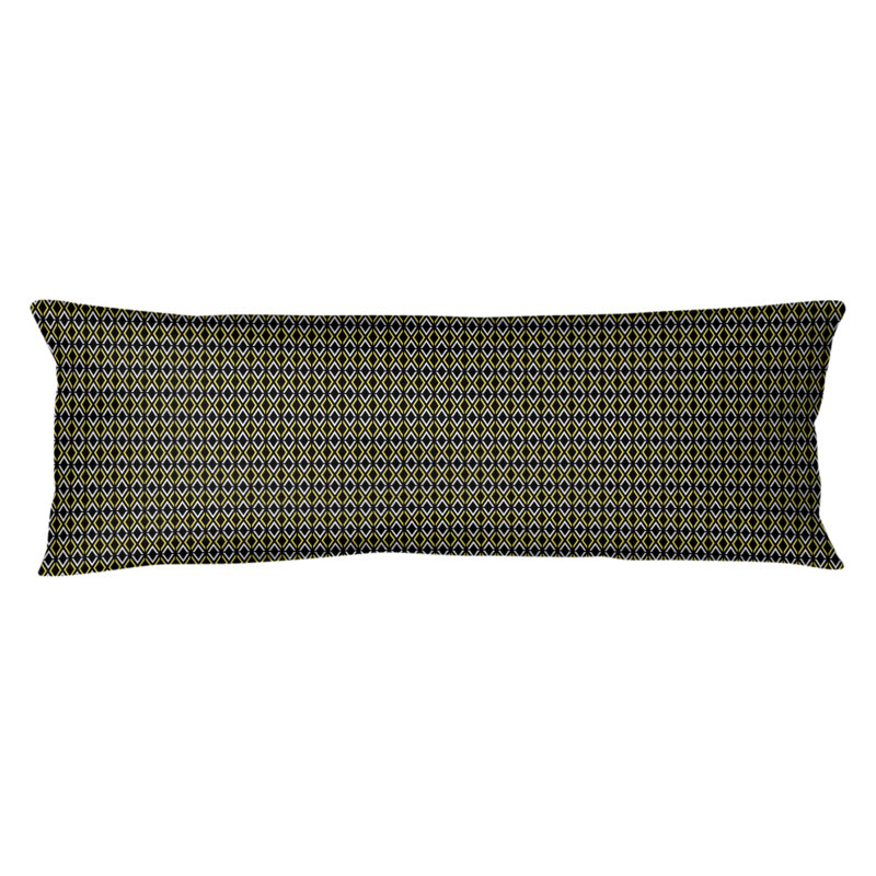 Coussin lombaire à losanges arrow, Bourre en polyester, Molleton moelleux, Noir / Jaune
