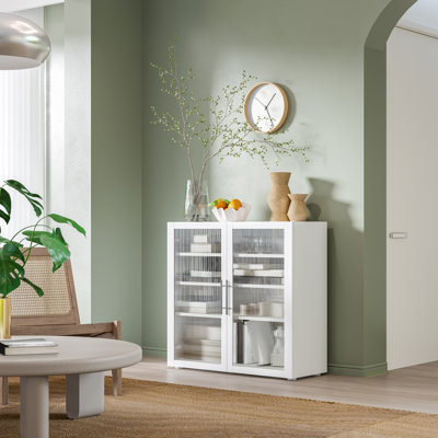 HOME Steel Storage Cabinet, Stackable Display Case, 36"W x 14"D