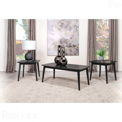 3-Piece Black Rectangular Coffee Table Set