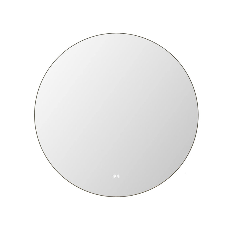 Miroir rond de salle de bain rétro éclairé sans cadre Adorna, 36 po x 36 po