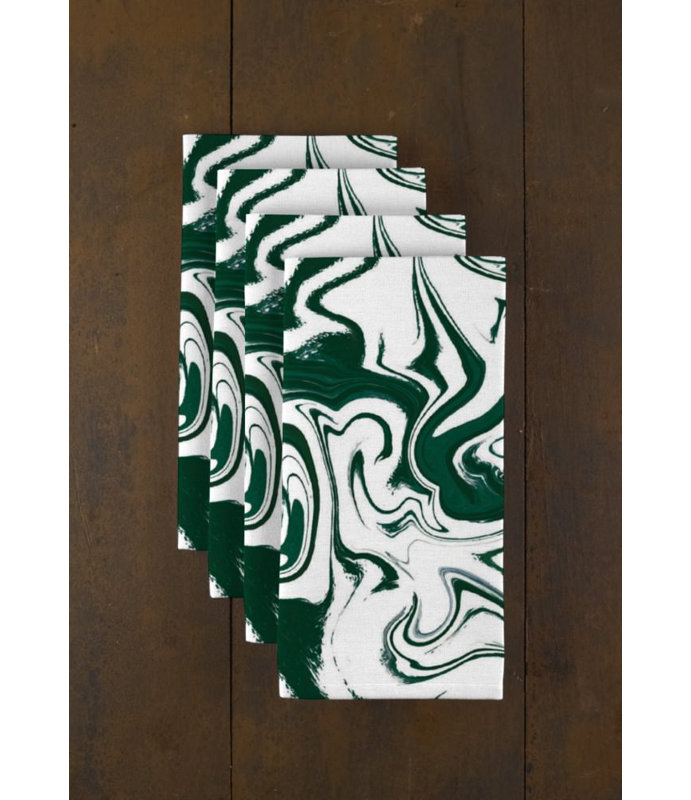 Polyester Abstract Square Napkin, Green