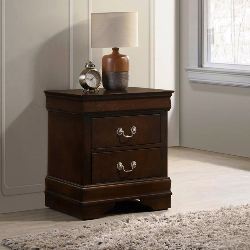 Table de chevet en MDF avec 2 tiroirs, cappuccino