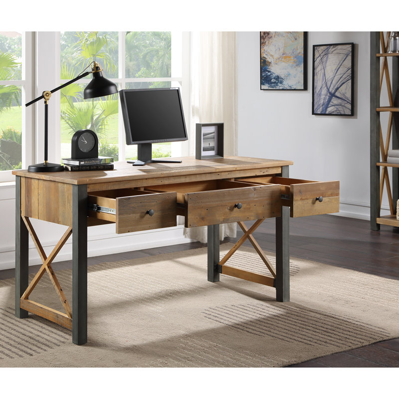 Janeeka Solid Wood Steel Executive Desk