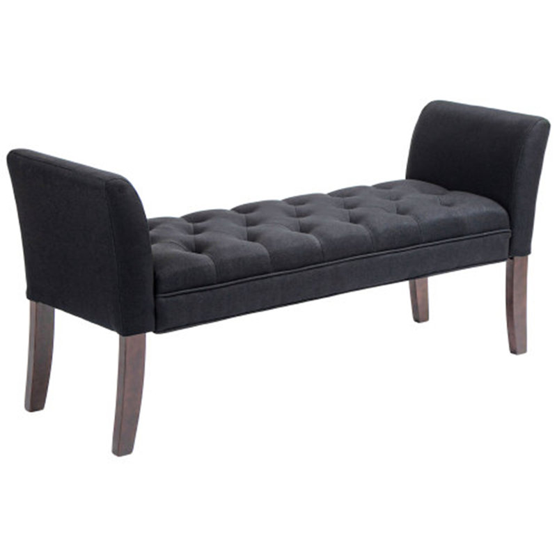 Dziadon Linen Upholstered Bench, Black