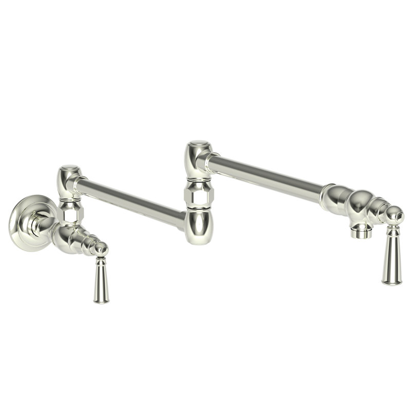 Jacobean Wall Mount Pot Filler, Polished Nickel