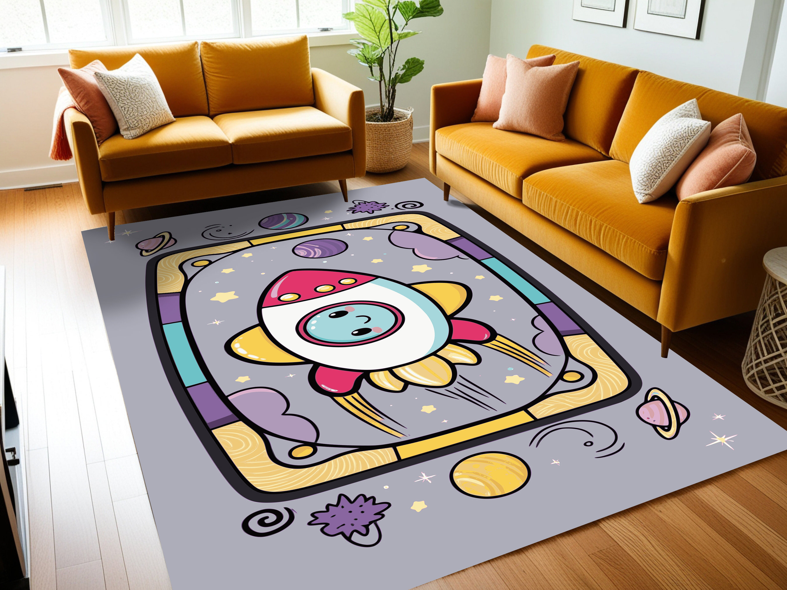 Trinx Washable Space Planets Astronauts Kids Rug - Wayfair Canada