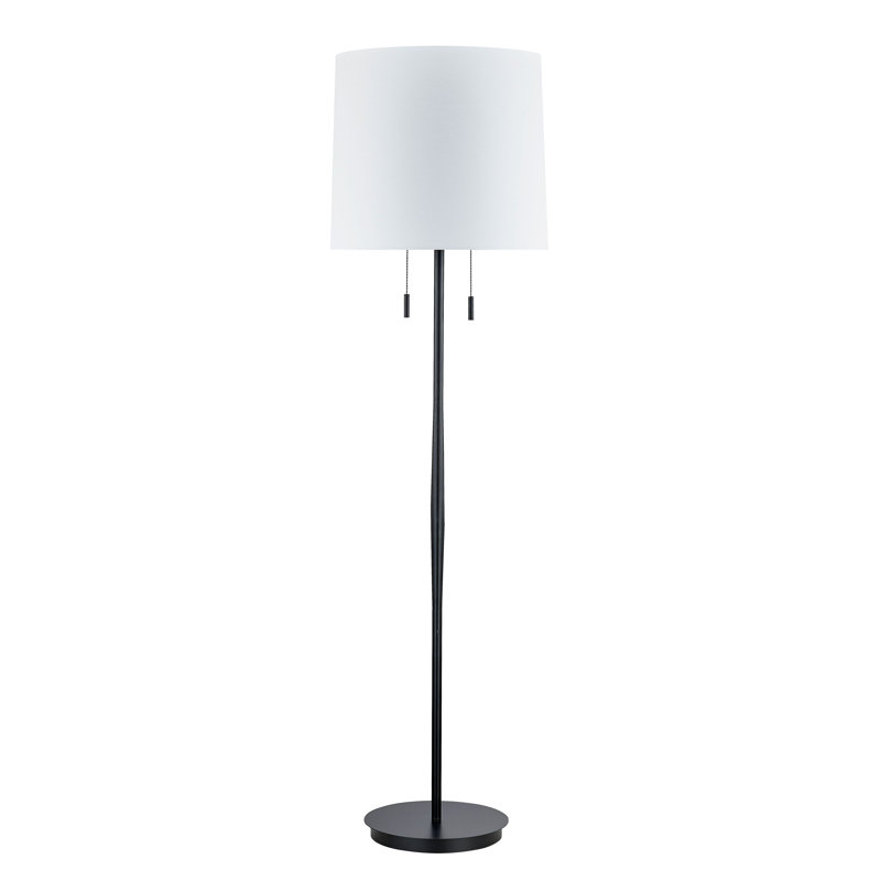 Lampe sur pied en métal 69 po avec abat-jour en tissu Morris, noir