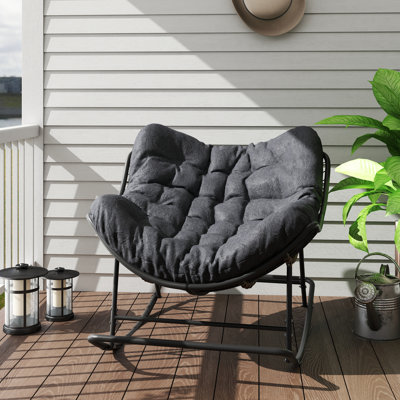 Outdoor Steel Rocking Chair With Cushion