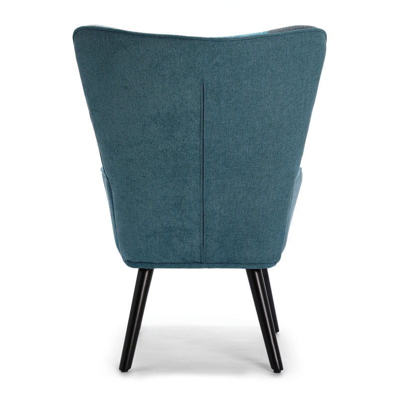 Kade Upholstered Linen With Footstool Armchair, Blue Multicolour