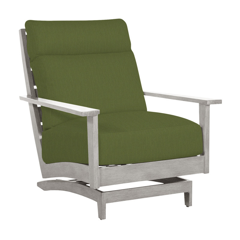 Kennebunkport Wrought Aluminum Outdoor Spring Lounge Chair, Oyster, No welt + Standard fill, Linen Forest