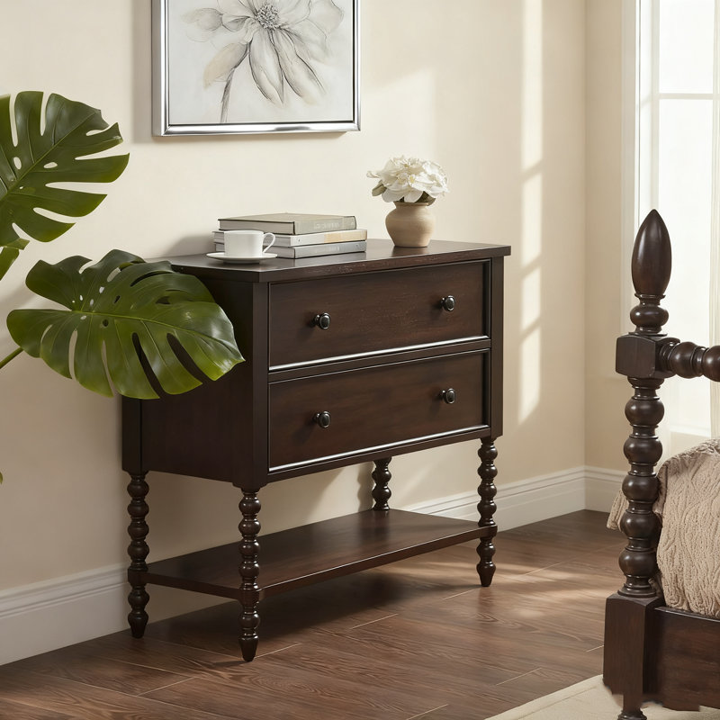 Commode d'appoint 2 tiroirs Beckett, Marron foncé