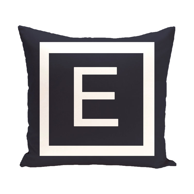 Reversible Throw Pillow, 26" H x 26" W x 2" D, Navy Blue / White, E