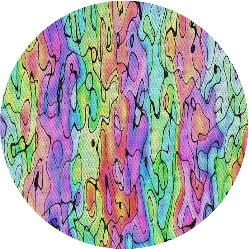 Mauve abstrait Tapis décoratif, Rond 3 pi