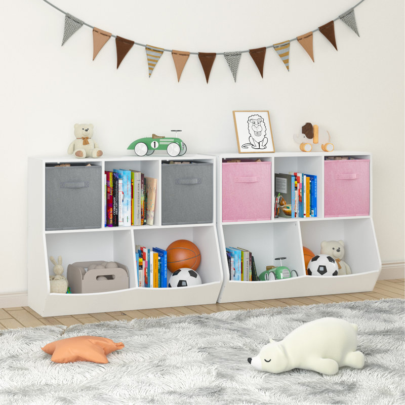Bookcase With Collapsible Fabric Drawers
