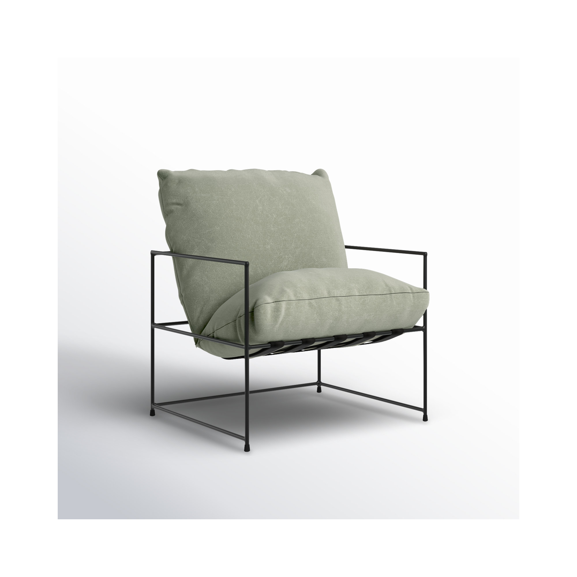 Danita Upholstered Armchair, Washed Green Performance Canvas