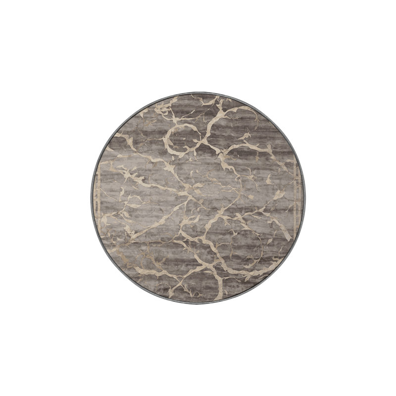 Tapis gris lavable à la machine, Rond 5 pi