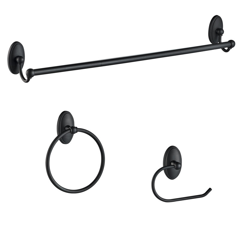 190106 3 - Piece Bathroom Hardware Set, Black