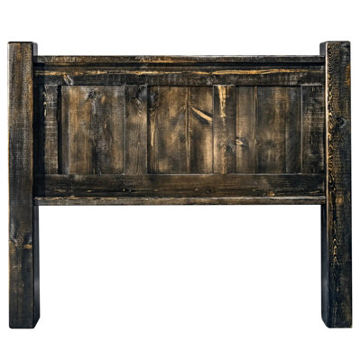 Big Sky Collection Blackstone Panel Headboard w/ Forged Iron Accents, Twin - Jacobean Stain and Clear Lacquer Finish
