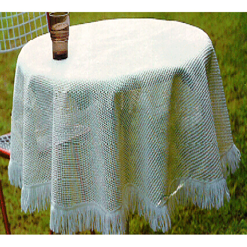 Vinyl Tablecloth Indoor/Outdoor With Decorative Polyester 2-Inch Frill. Round, 55'' Round