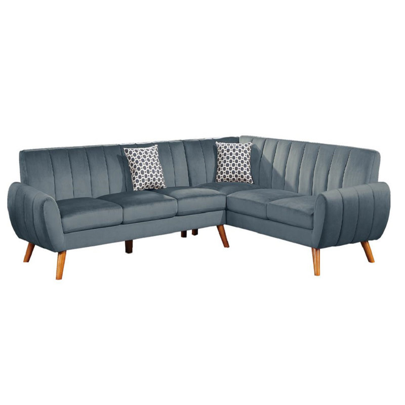 Canapé modulaire contemporain en velours gris foncé de 2 pièces