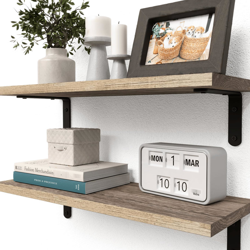 Rustic Book Storage Shelves Of 2 - 40Lb Weight Capacity Wall Bathroom Organizer Style With Limit