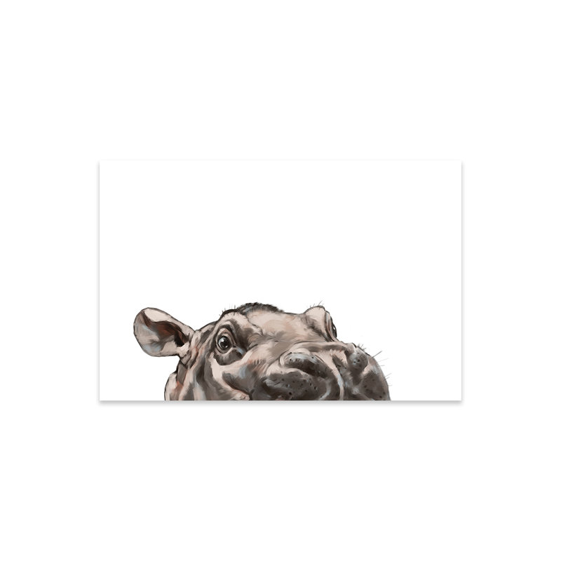 «Peeking Hippo», impression sur verre acrylique, H 16 po x l 24 po x P 0,25 po