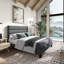 Lit plateforme Elison avec tête de lit tapissier en tissu et lattes en bois-816442015-808930972