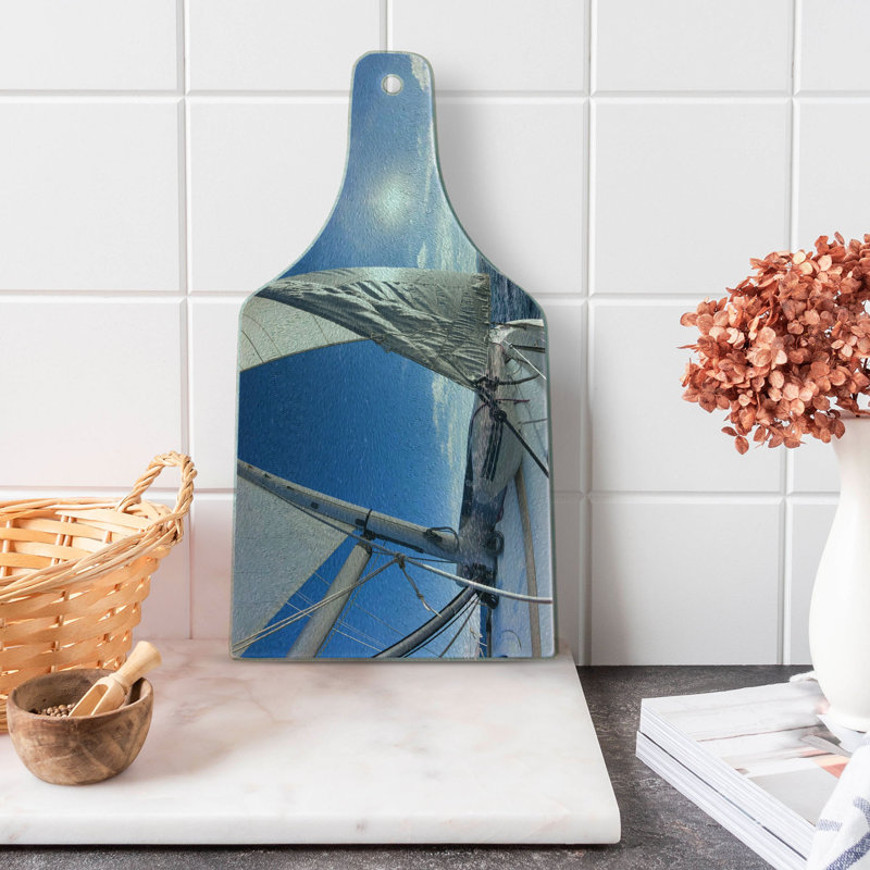 Planche à découper en verre trempé bleu marine Ambesonne