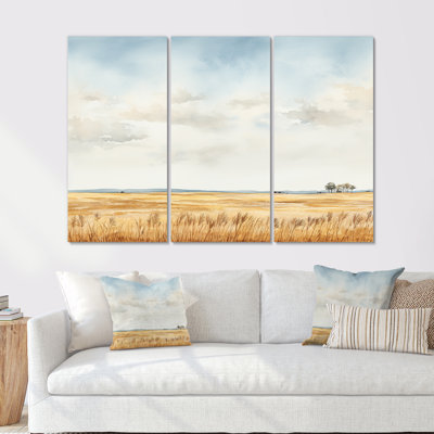 Prayies Endless Meadows Scenery Minimalisme III - ensemble d'art sur toile prairies
