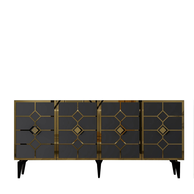 Stylish Console Table, Anthracite & Gold, 100% Melamine Coated Particle Board, Thickness: 0.7 inches | Ideal for Living Room, Entryway & Modern Décor, Durable & Elegant Design